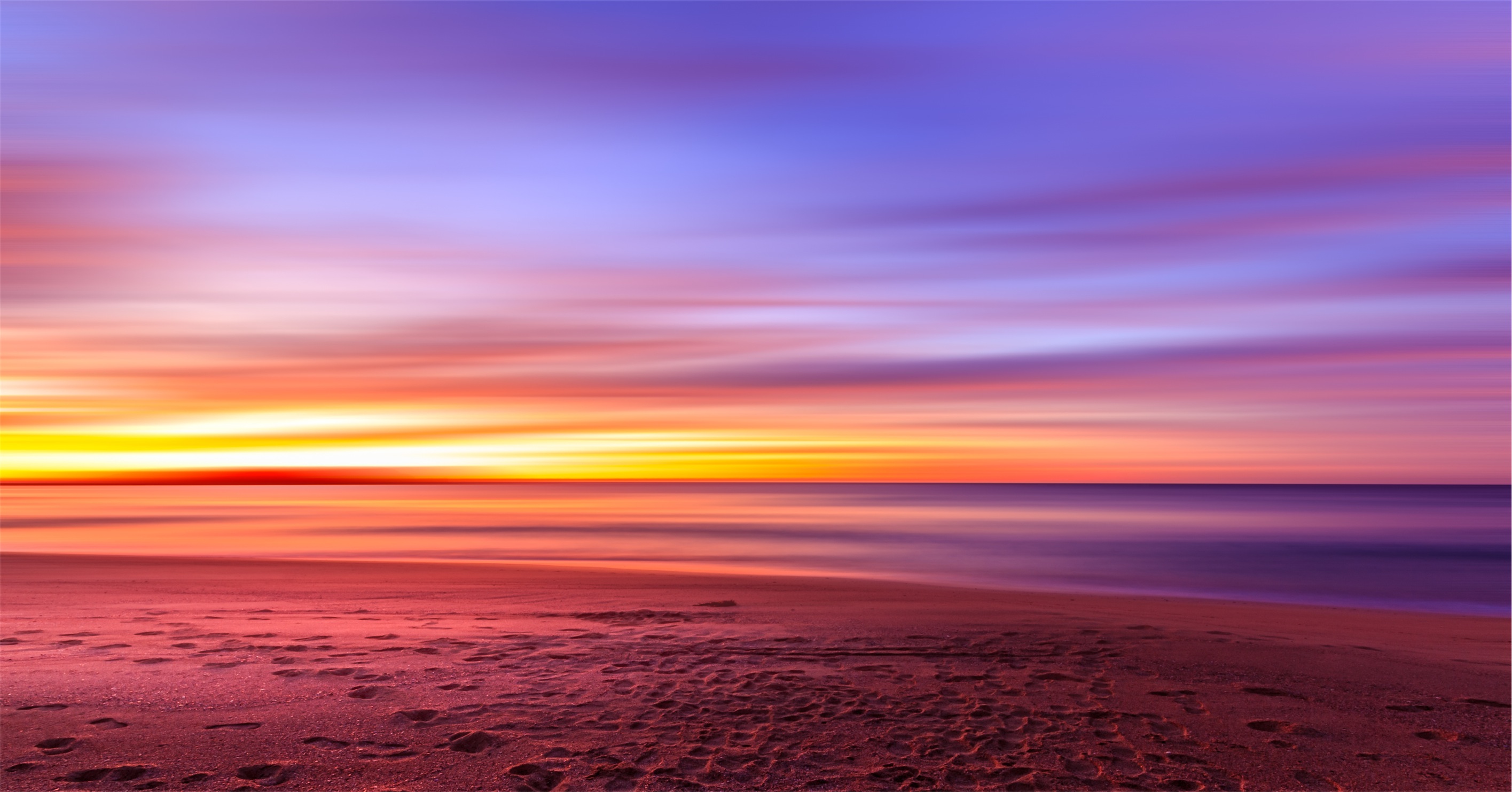 Sunset on Beach, Colorful Clouds Wallpaper, #25779