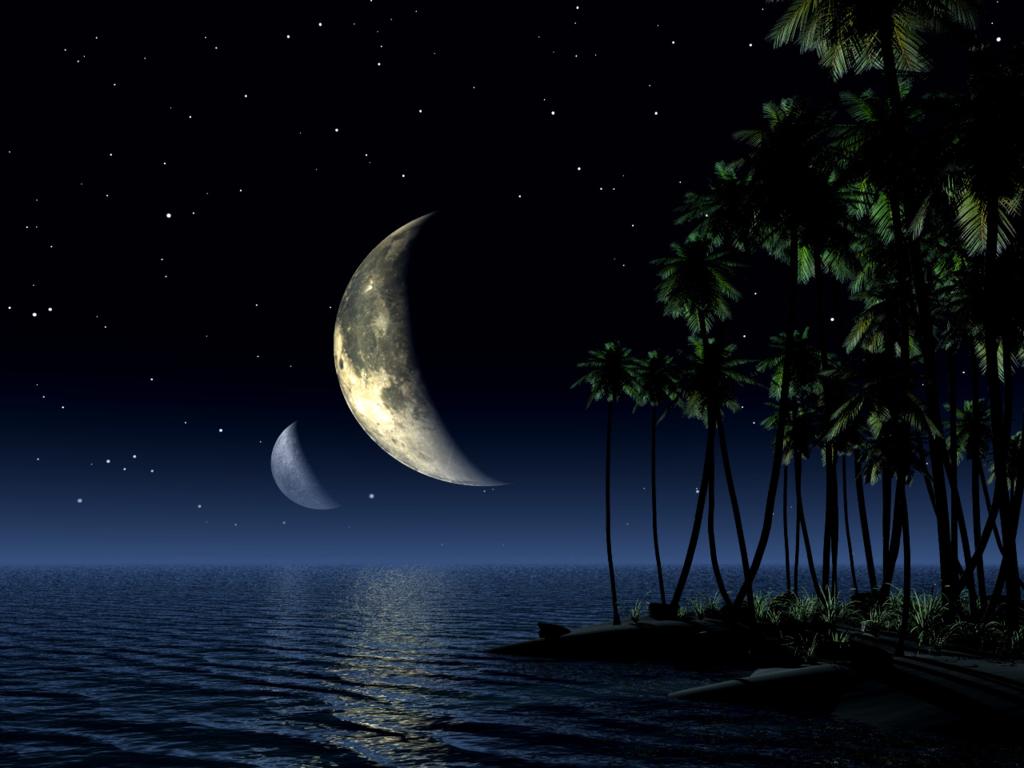 moon wallpaper on sea
