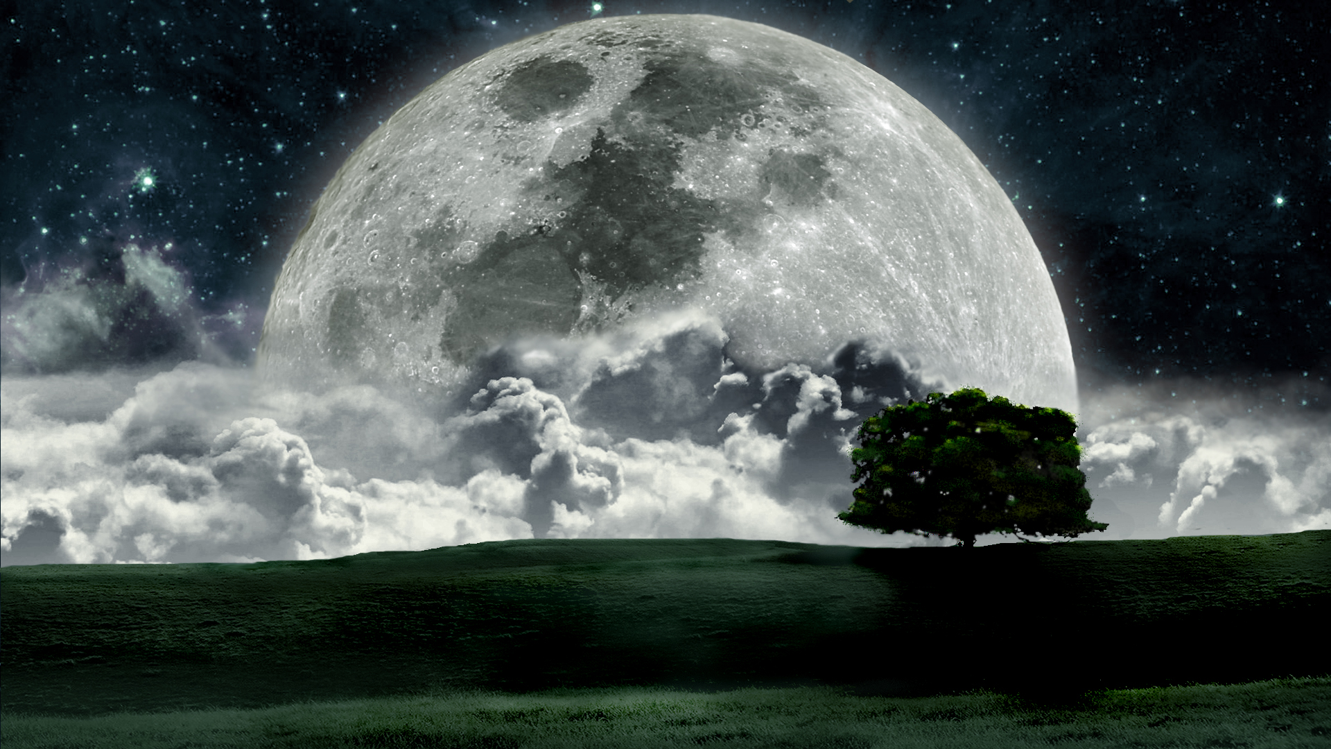 moon and landscape wallpaper