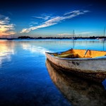 boat at sunset wallpaper