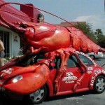 red strange car picture