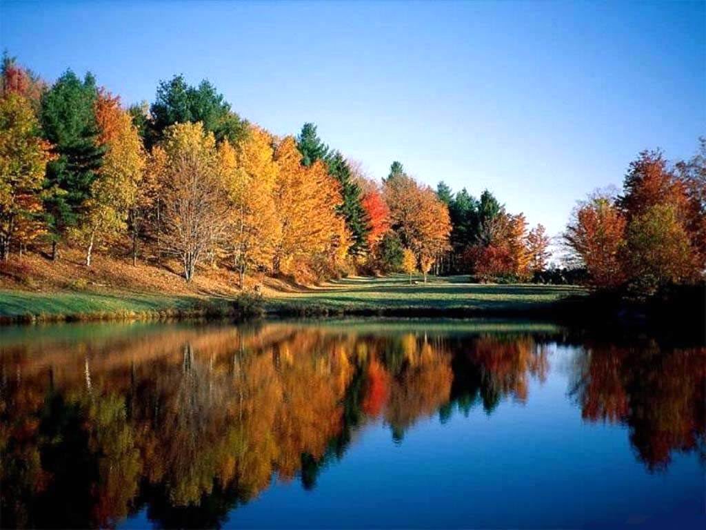 widescreen autumn lake image