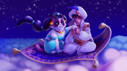 lovely aladdin and grumpy cat