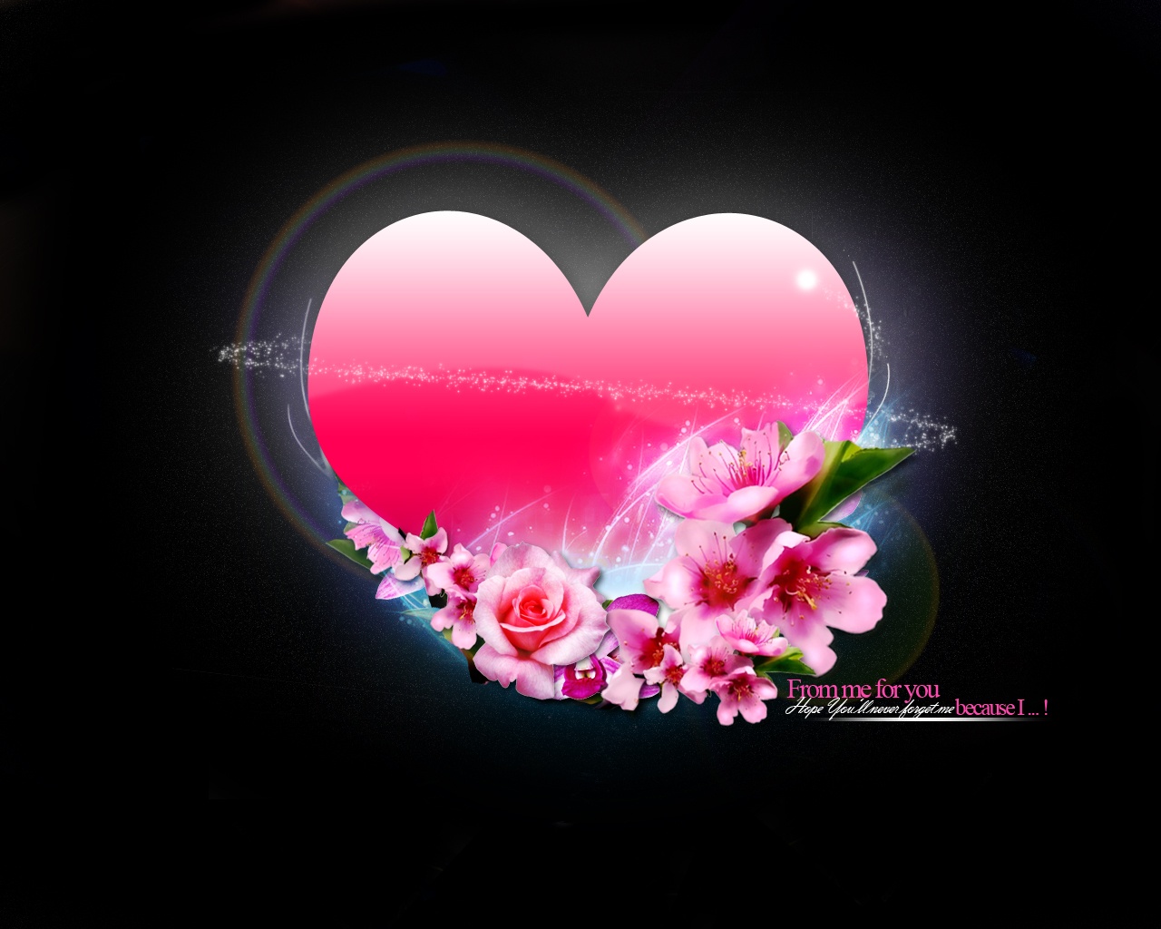 pink heart with flower HD lovely