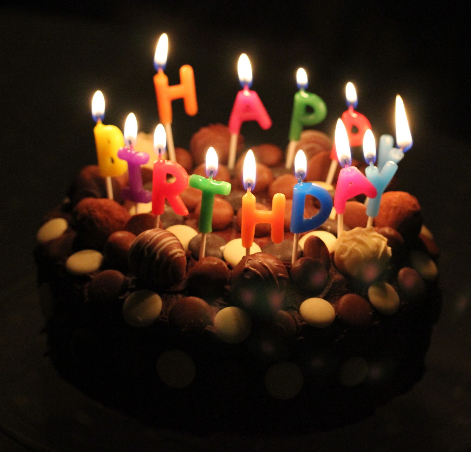 colorful candles happy birthday cake hd image