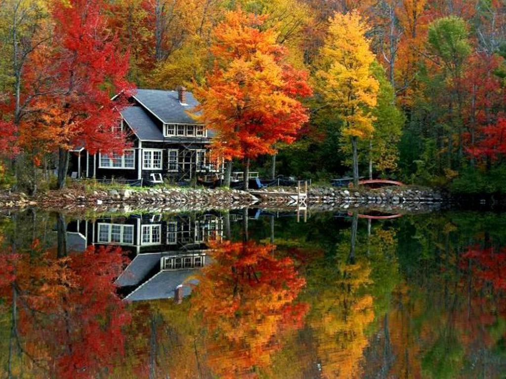 lake house autumn wallpaper