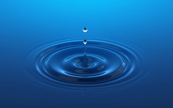 blue water falling drop