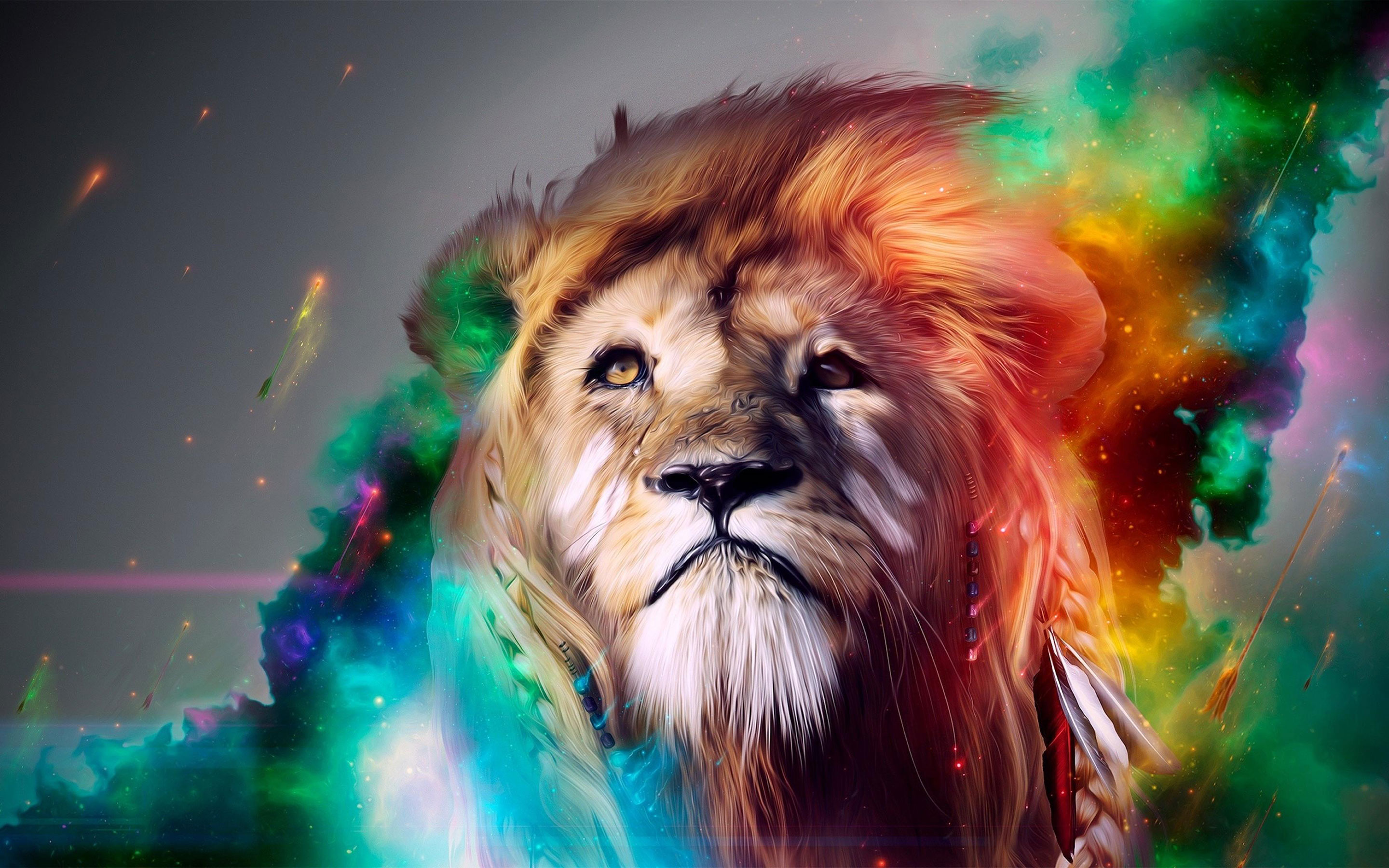 colorful lion wallpaper