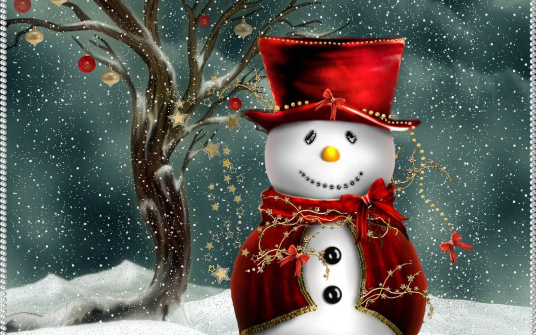 red cap on snowman image