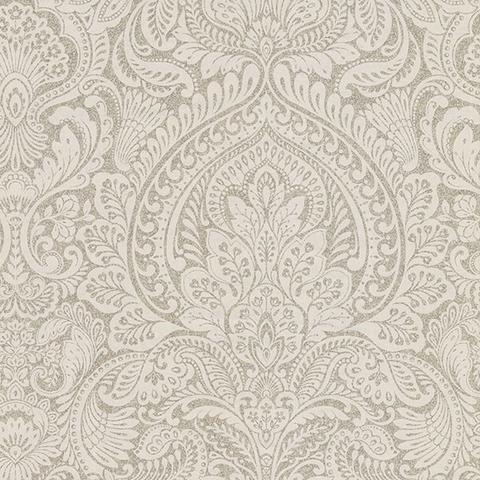 Flax Damask Wallpaper