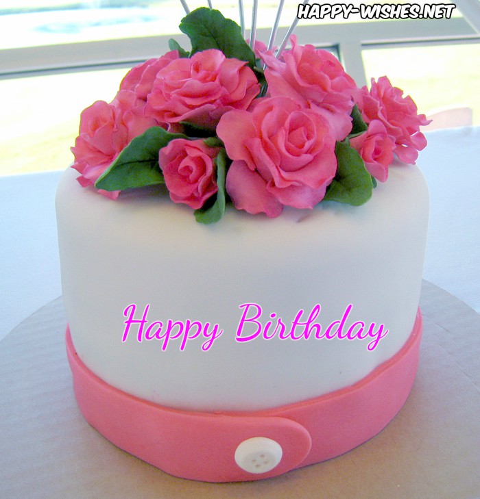 pink rose Birthday Cake Images