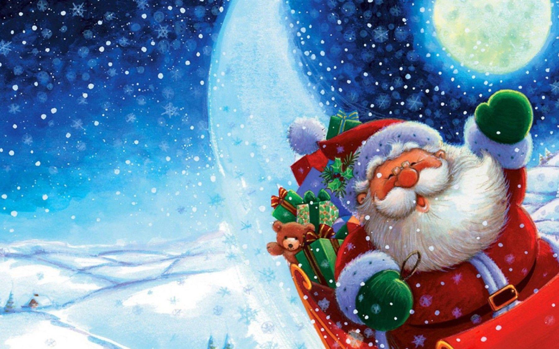 snowfall Santa Claus Wallpaper