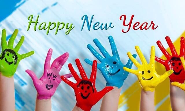 colorful hands New Year Greetings