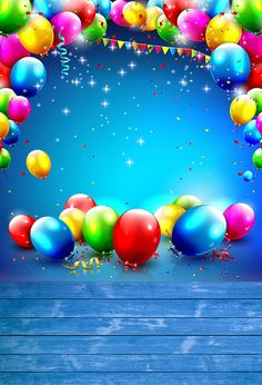 colorful balloons Happy Birthday Background