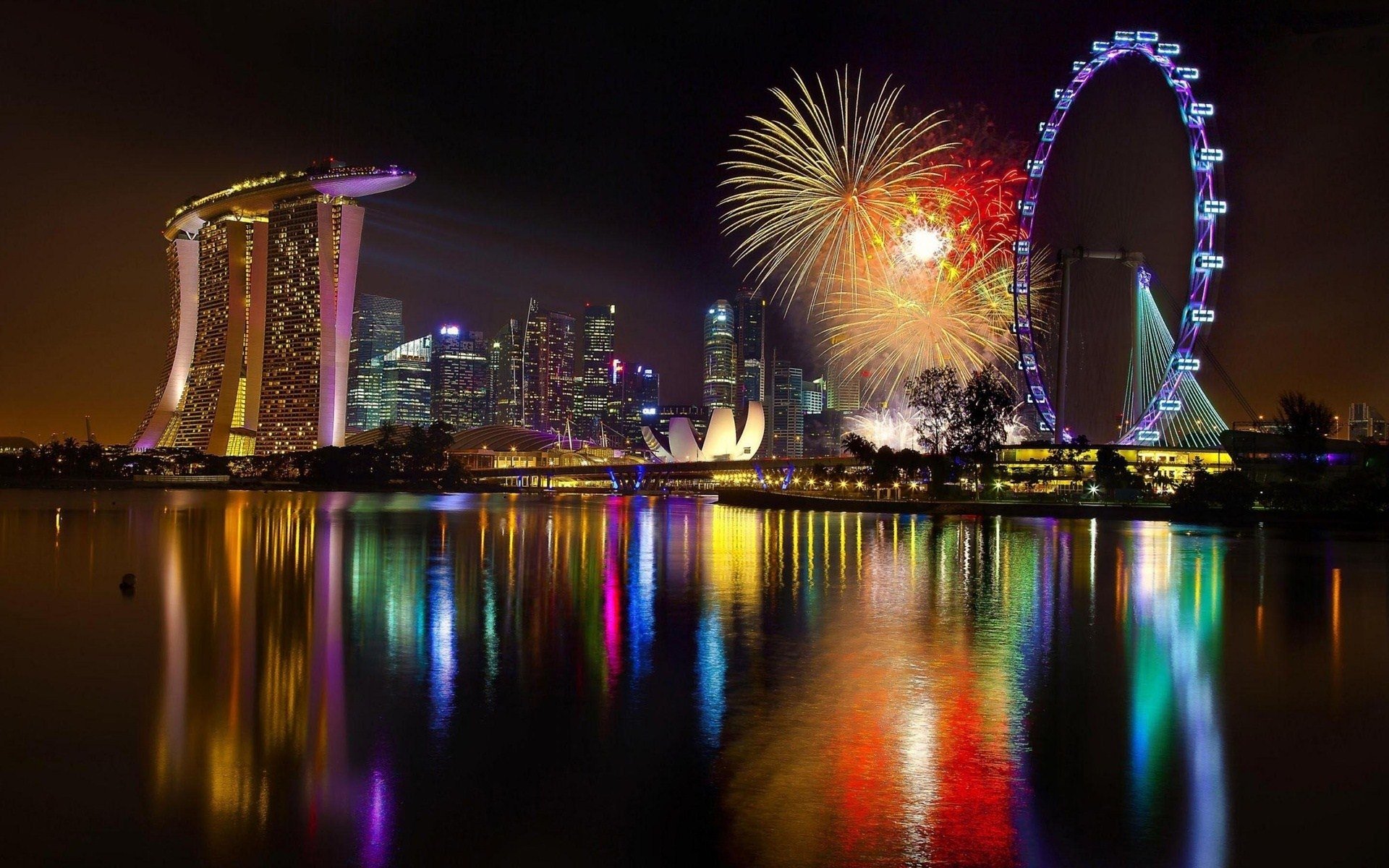 colorful lights Marina Bay Wallpapers