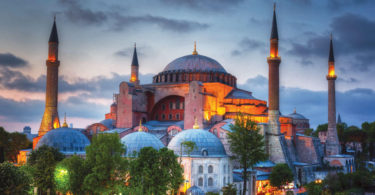 colorful clouds Hagia Sophia