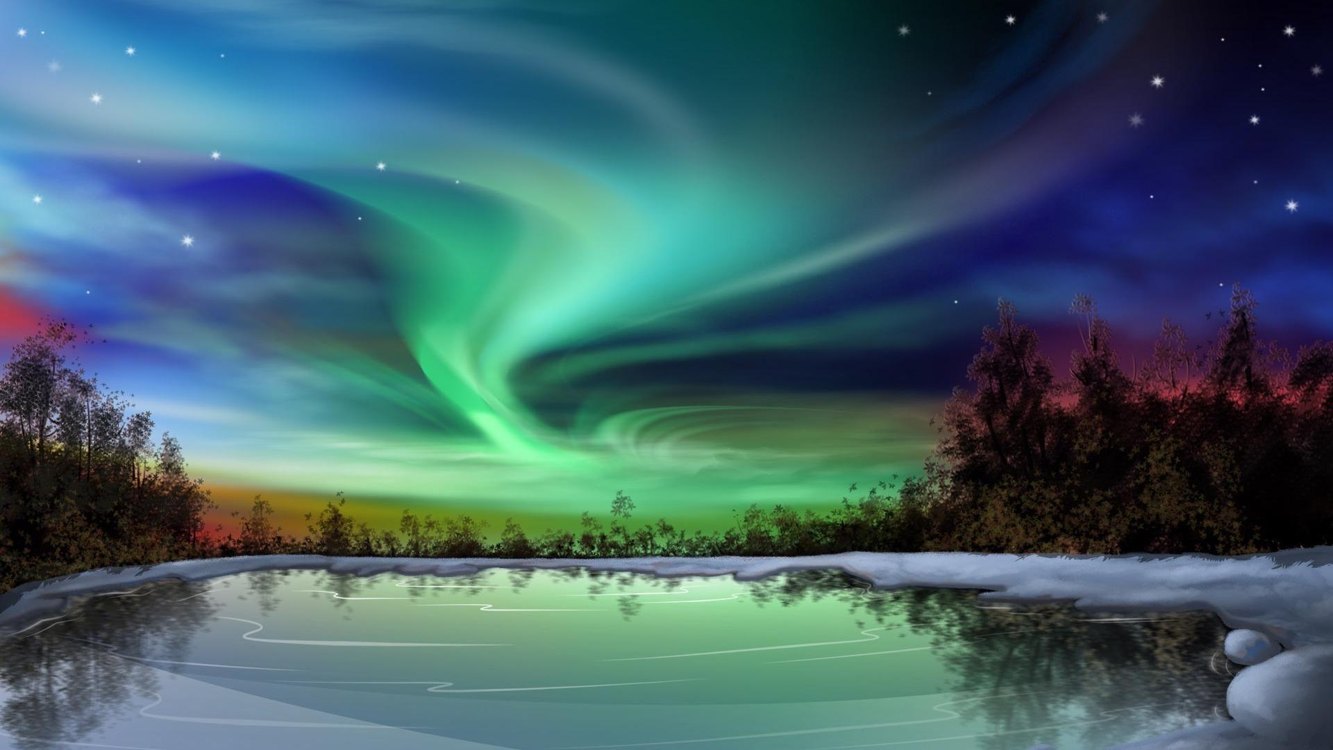 colorful Aurora Borealis Wallpaper