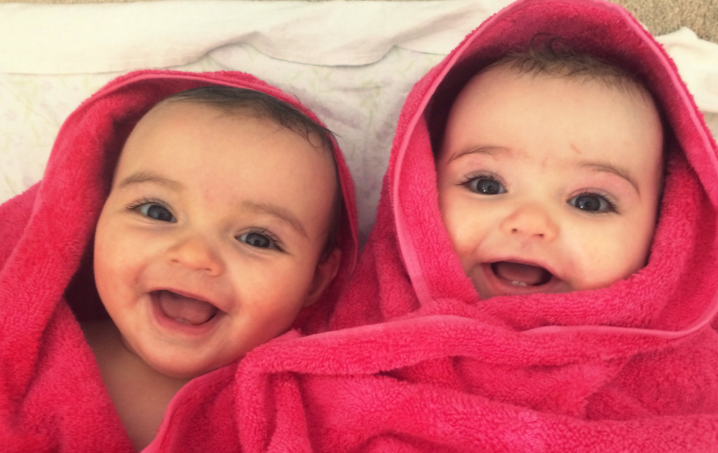red towel in Twins Babies