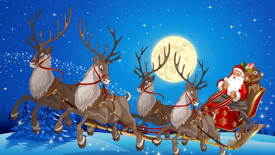 gifts full moon Santa Claus Wallpaper