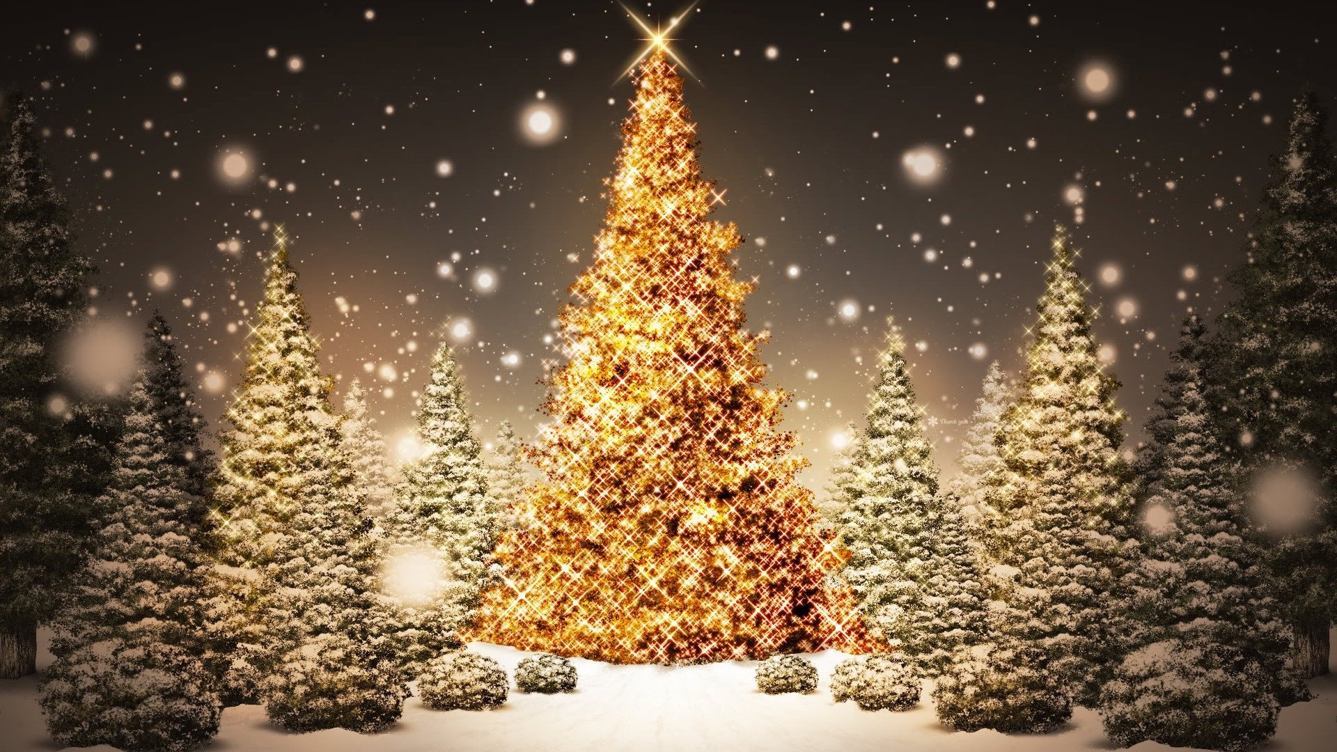 golden tree Best Christmas Wallpapers