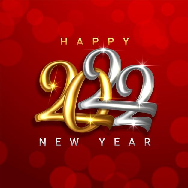 red background Happy New Year 2022