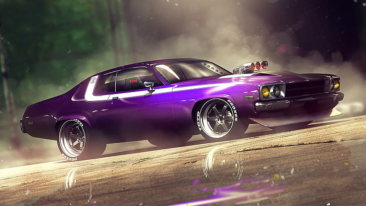 purple Classic Muscle Car Wallpaper