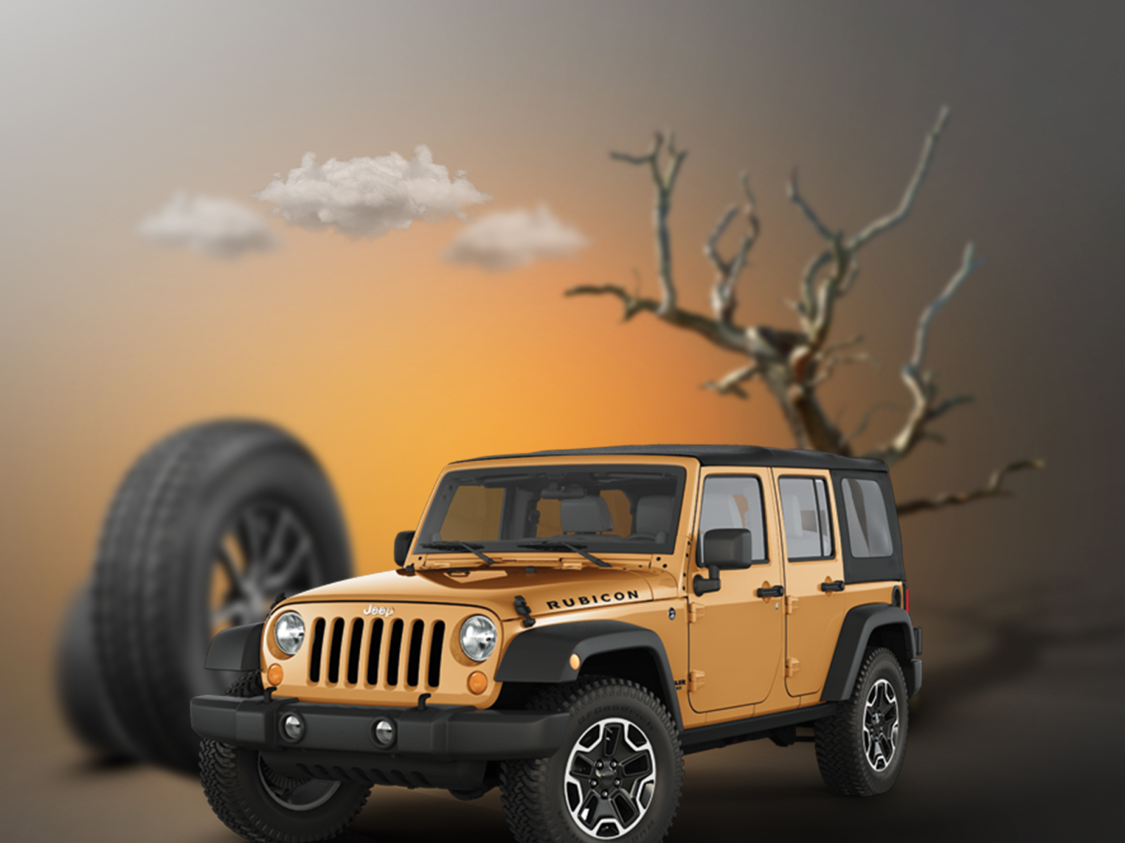 super model Jeep Wrangler Manipulation image