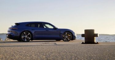 blue car Porsche Taycan Sport Turismo photo